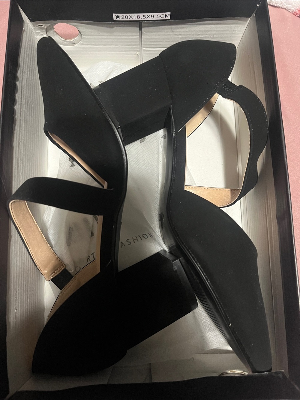 IDIFU Black D'Orsay Block Heel Slingback Pumps